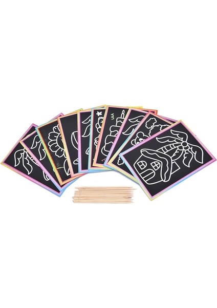Alışveriş Merkezi Boyutu Çocuklar Kazıma Boyama Eğitimi Öğrenme Oyuncaklar Çocuklar Için Scratch Siyah Karton Beraberlik Kağıt Kroki 9*12 cm (Yurt Dışından)