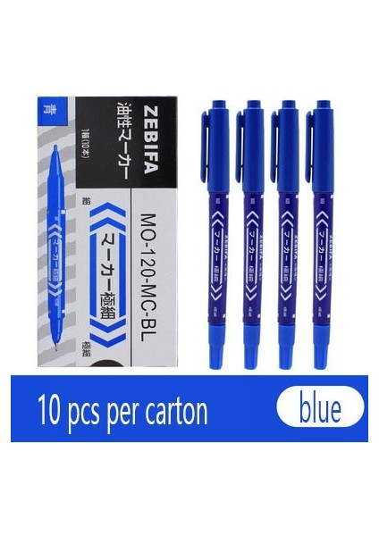 Mavi-10 Adet Tarzı Et Renkli Kalıcı Sanat Işaretleyiciler Kalemler Su Geçirmez Çift Uçlu Yağlı Mürekkep Eskiz Defteri Boyama Okul Malzemeleri Kırtasiye (Yurt Dışından)