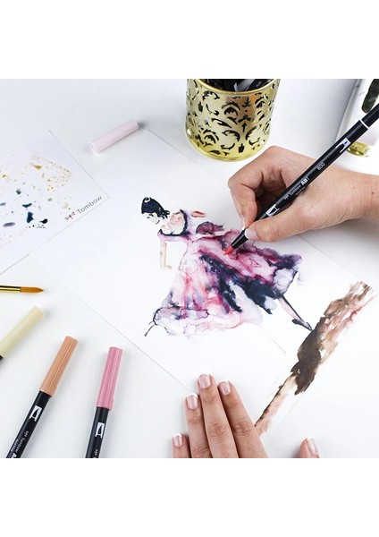 NO.845 Tarzı Tombow Abt Çift Fırça Kalem Suluboya Kalemler Çift Kafa Olors Eskiz Çizim Yazma Japon Kırtasiye (Yurt Dışından) fırsatları