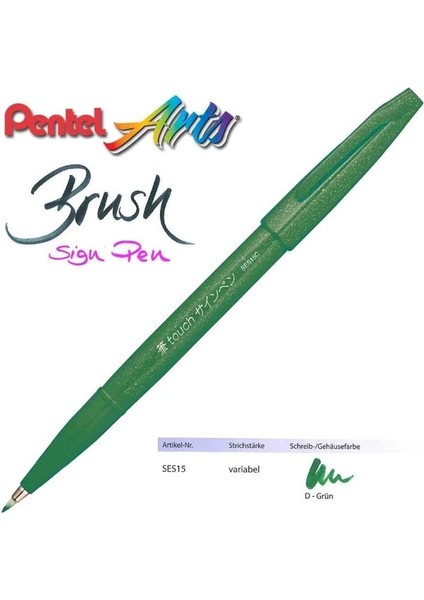 Yeşil Stil Pentel Touch Fırça Işareti Kalemler SES15C Ince Ucu Kaligrafi Kalem Yazma Eskiz Çizim Japon Kırtasiye (Yurt Dışından)