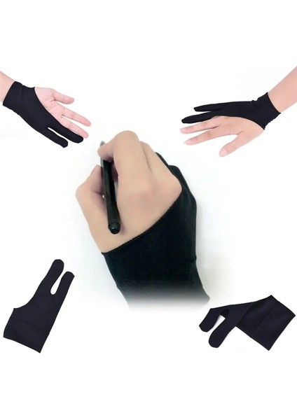 Mavi 1 Adet Sanatçı Çizim Eldiveni Herhangi Bir Gra Çizim Tableti Için 2 Parmak Anti-Kirlenme, Hem Sağ Hem De Sol El Için Siyah (Yurt Dışından) fırsatları