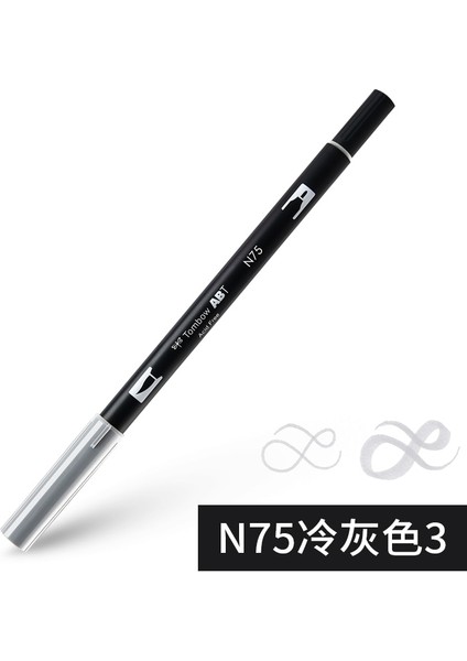 N75 Soğuk Gri 3 Stili Japon Tombow Fırça Işaretleyiciler Çift Suluboya Sanat Kalemler Yazı Kaligrafi Kalem Fırça Kırtasiye Manga Scrapbooking Malzemeleri (Yurt Dışından)
