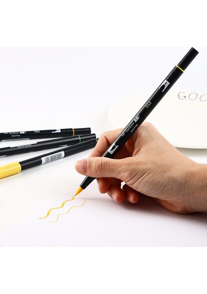 No.90 Tarzı Tombow Ab-T Sanat Fırça Kalem Japon Kaligrafi Peolors Çift Kafaları Suluboya Marker Kalem Boyama Sanat Malzemeleri Için (Yurt Dışından) modelleri