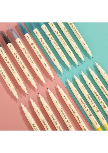 DS-302E-SIYAH Stil Et Retro Çift Başlı Fırça Kalem Yaratıcı Sanat Marker Kalem Çizim Boyama Suluboya Kırtasiye Sevimli Okul Malzemeleri (Yurt Dışından) modelleri