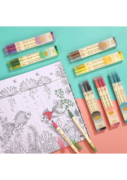 DS-302E-SIYAH Stil Et Retro Çift Başlı Fırça Kalem Yaratıcı Sanat Marker Kalem Çizim Boyama Suluboya Kırtasiye Sevimli Okul Malzemeleri (Yurt Dışından) fırsatları