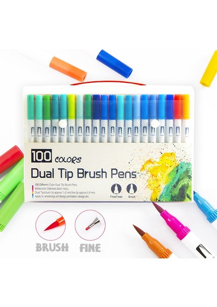12 Renk Beyaz Stil Fineliner Renkler Çift Ucu Fırça Sanat Işaretleyiciler Kalem Meslek Suluboya Kalemler Çizim Kaligrafi Sanat Malzemeleri Için (Yurt Dışından) indirimleri