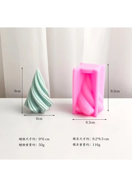 S Tarzı Büyük Döner Koni Mum Kalıp Dıy Noel Ağacı Geometrik Çizgili Sabun Aromaterapi Reçine Alçı Yapımı Kalıp Ev Dekor Hediye (Yurt Dışından)