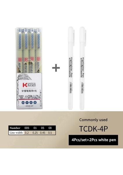 6 Adet Set B-2 Stili Pigment Liner Mikron Mürekkep Sanat Marker Kalem Kaligrafi Fırçası Kalemler Siyah Fineliner Eskiz Manga Çizim El Yazısı Beyaz Kalem (Yurt Dışından)