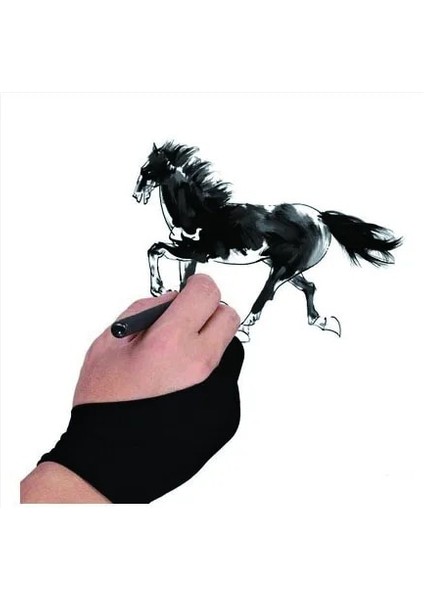 Siyah 2 Parmak Kirlenme Önleyici Eldiven, Aşınma Önleyici, Ter Önleyici ve Kir Önleyici Eskiz Yağlı Boya Iki Parmaklı Eldiven Sağ ve Sol El (Yurt Dışından) modelleri