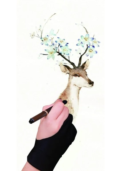 Siyah 2 Parmak Kirlenme Önleyici Eldiven, Aşınma Önleyici, Ter Önleyici ve Kir Önleyici Eskiz Yağlı Boya Iki Parmaklı Eldiven Sağ ve Sol El (Yurt Dışından) fırsatları