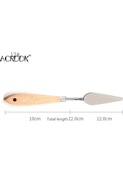 No.12 Tarzı Palet Bıçağı Boyama Paslanmaz Çelik Spatula Palet Bıçağı Yağlı Boya Metal Bıçaklar Ahşap Saplı Fl (Yurt Dışından)