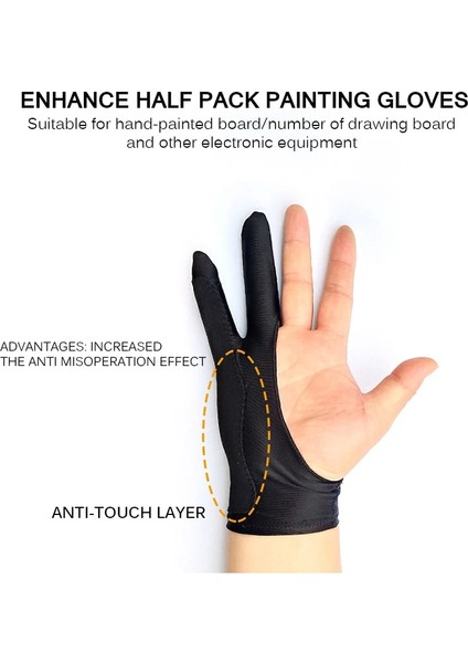 L Tarzı Kirlenme Önleyici Iki Parmak Sanatçı Çizim Tableti Için Dokunmatik Eldiven Sağ ve Sol El Eldiven Ipad Ekran Kartı Için Kirlenme Önleyici (Yurt Dışından) fiyatları