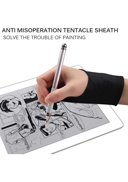 L Tarzı Kirlenme Önleyici Iki Parmak Sanatçı Çizim Tableti Için Dokunmatik Eldiven Sağ ve Sol El Eldiven Ipad Ekran Kartı Için Kirlenme Önleyici (Yurt Dışından) modelleri