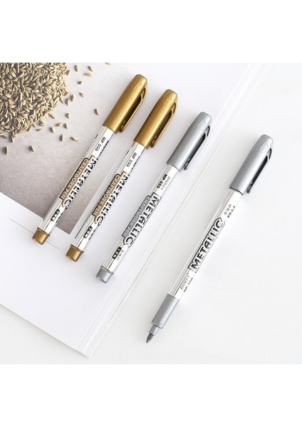 2 Altın 2 Gümüş Tarzı Metalik Marker Altın Gümüş Renk Craftwork Kalem Seramik Cam Albüm Için Scrapbooking Imza Sanat Okulu Malzemeleri A6931 (Yurt Dışından) fırsatları