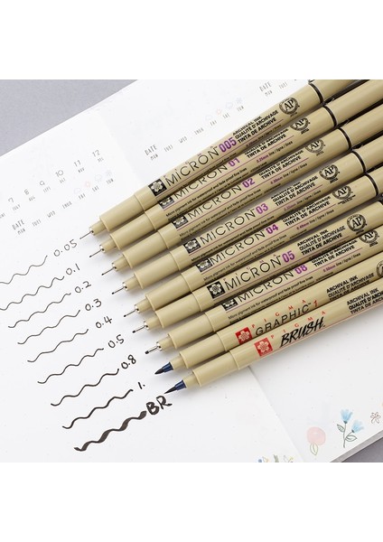 No.20 Tarzı Pigment Liner Mikron Kalem Seti Neelde Çizim Kalemi Lot Fırça Sanat Işaretleyiciler Fineliner Eskiz Kalemi (Yurt Dışından)