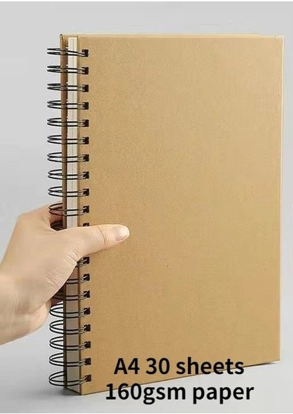 A4 160G Kağıt Stili A5 A4 8k 16K Haki Sketchbook Gsm Spiral Defter Günlüğü Kraft Kağıt Sert Kapak Kroki Suluboya Sanat Malzemeleri (Yurt Dışından)