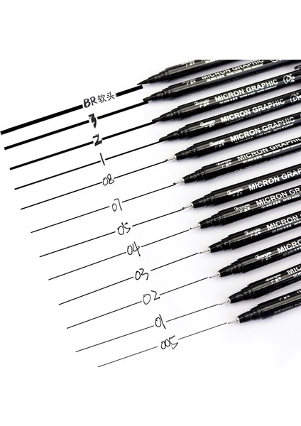 No.1 Tarzı Profesyonel Pigma Sanat Marker Kalem Çizim Kroki Arşiv Siyah Mürekkep Fırça Kırtasiye Animasyon Sanat Malzemeleri (Yurt Dışından) fırsatları