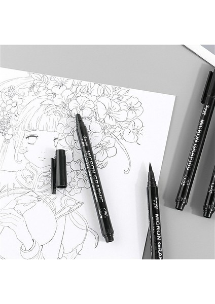 No.1 Tarzı Profesyonel Pigma Sanat Marker Kalem Çizim Kroki Arşiv Siyah Mürekkep Fırça Kırtasiye Animasyon Sanat Malzemeleri (Yurt Dışından) indirimleri