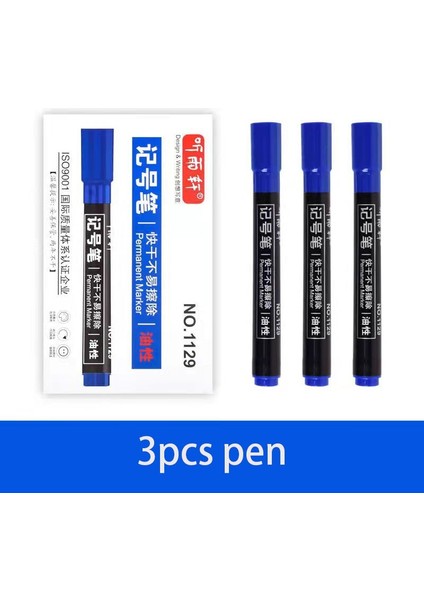 3 Adet Mavi Mürekkep Stili Metal Kalıcı Marker Kalemler 6mm Beyaz Boya Kalemi Deri Kumaş Metalik Işaretleyiciler Craftwork Yağlı Sanat Malzemeleri (Yurt Dışından)