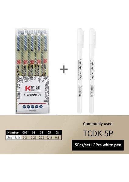 7 Adet Set B-2 Stili Pigment Liner Mikron Mürekkep Sanat Marker Kalem Kaligrafi Fırçası Kalemler Siyah Fineliner Eskiz Manga Çizim El Yazısı Beyaz Kalem (Yurt Dışından)