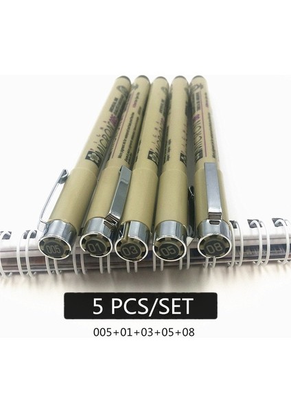 5 Adet Tarzı Pigment Liner Mikron Kalem Seti Neelde Çizim Kalemi Lot Fırça Sanat Işaretleyiciler Fineliner Eskiz Kalemi (Yurt Dışından)