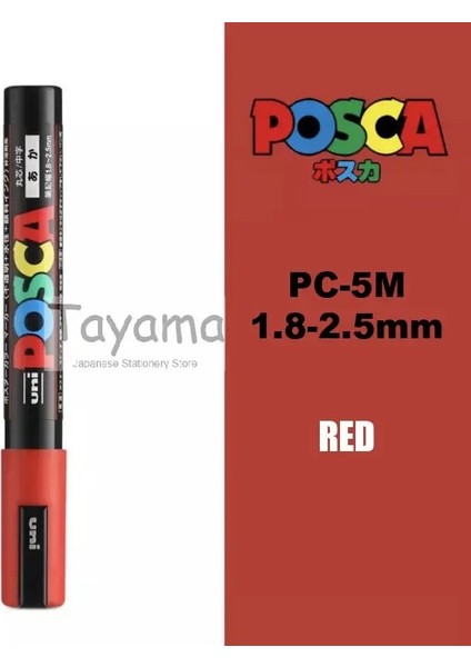 Kırmızı Stil 1 Adet Uni Posca Pc-5m Boya Markörü - Ekstra Ince Kurşun Ucu Su Bazlı 29 Renk Mevcuttur (Yurt Dışından)