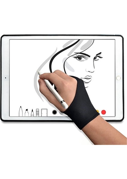 21CM Antifouling Çizim Eldivenleri Iki Parmak Boyama Sanatçı Eldivenleri Dijital Tablet Eldivenleri Sol ve Sağ El (Yurt Dışından) fırsatları