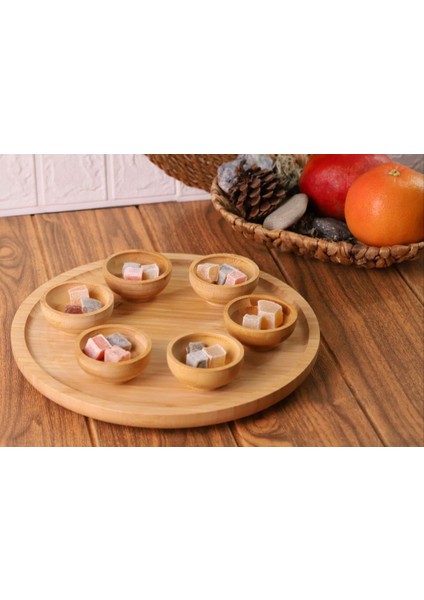 7 Parça Mini Sosluklu Dönen Servis Tabağı
