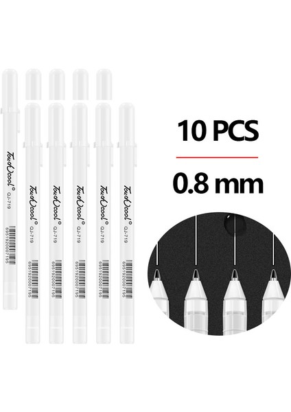 10 Adet 08 mm Model 5- Beyaz Kalıcı Marker Kalem Seti Yağlı Bazlı Lastik Kalem Su Geçirmez Okul Malzemeleri Kırtasiye Sanat Fırça Kalem (Yurt Dışından)
