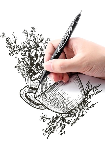 Su Siyah Stili Çift ​​başlı Yağlı Keçeli Kalem Sanat Çizim Kanca Çizgi Çizim Için Kalem Işareti Kroki Graffiti Kanca Hat Sanatı Kırtasiye (Yurt Dışından) indirimleri