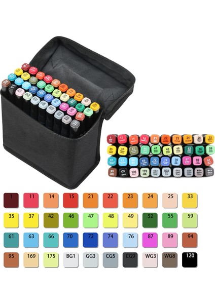 NO.169 Tarzı 40 Renk Marker Kalemler Çift Uçlu Renkli Sanatçı Işaretleyiciler Sanat Kroki Boyama Kitapları Için Profesyonel Boyama Manga ve Tasarım (Yurt Dışından)