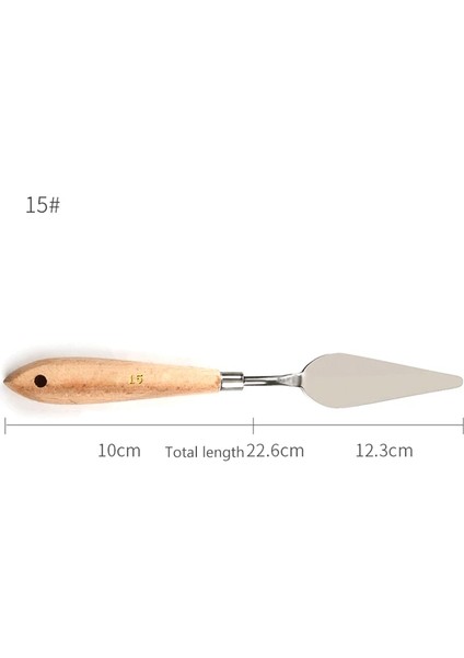 No.15 Tarzı Palet Bıçağı Boyama Paslanmaz Çelik Spatula Palet Bıçağı Yağlı Boya Metal Bıçaklar Ahşap Saplı (Yurt Dışından)