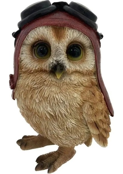 Baykuş Pilot Girl Kız Polyresin Dekoratif Obje Biblo 8,5 x 8,5 x 13,7 cm Gerçekçi 1 Adet fiyatları