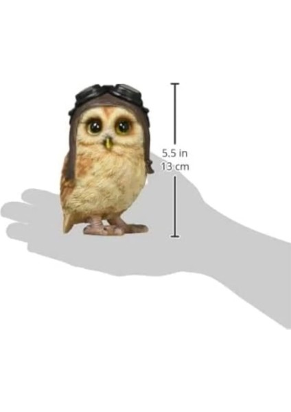 Baykuş Pilot Girl Kız Polyresin Dekoratif Obje Biblo 8,5 x 8,5 x 13,7 cm Gerçekçi 1 Adet modelleri