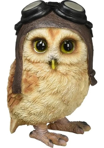 Baykuş Pilot Girl Kız Polyresin Dekoratif Obje Biblo 8,5 x 8,5 x 13,7 cm Gerçekçi 1 Adet indirimleri