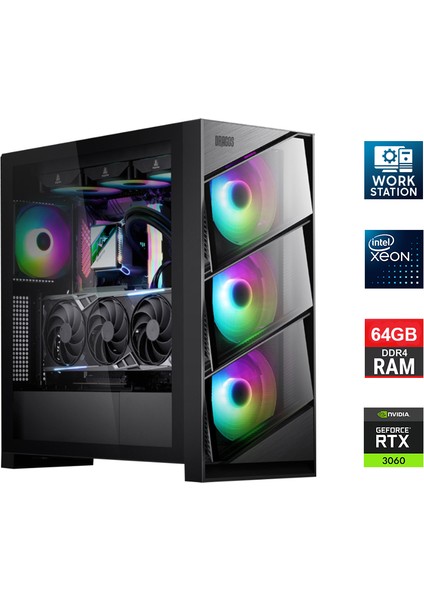 Xeon E5-2640 V4 Çift Işlemci 40 Çekirdek 64GB 1tb Nvme 12GB RTX3060 Workstation Hazır Sistem