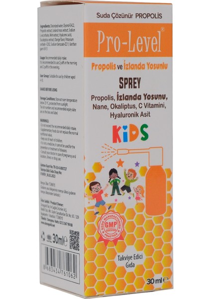 Pro-Level Kıds Propolıslı Bogaz Spreyı 30 ml