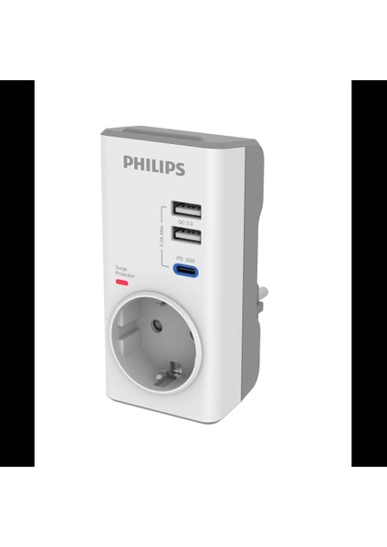 CHP8010W/10, Tekli, Akım Korumalı Priz, Pd Hızlı Şarj, 1xusb-C, 2xusb-A, (Beyaz)