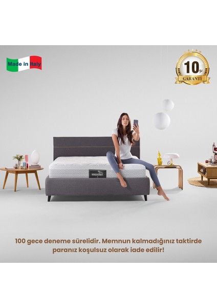 Massaggio Deluxe Ultra Ortopedik Memory Foam Yatak | Isı ve Ağırlık Dengeleyici | Antı Yapısı ile Lüks ve Sağlığın Buluştuğu Nokta | Made In Italy
