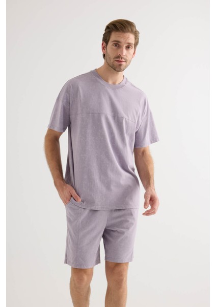 Erkek Pamuklu Yıkamalı Kısa Kollu T-Shirt