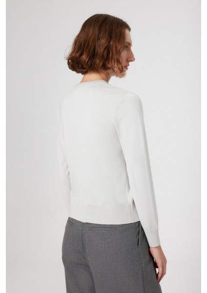 Açık Gri Düğme Detaylı Kadın Hırka modelleri