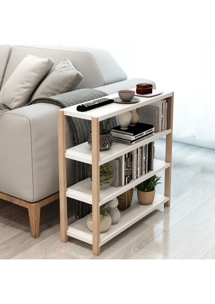 Helsa Beyaz Ahşap 4 Katlı Çiçeklik, Saksılık, Çiçek Standı / Dekoratif Raf / Çok Amaçlı Kullanım