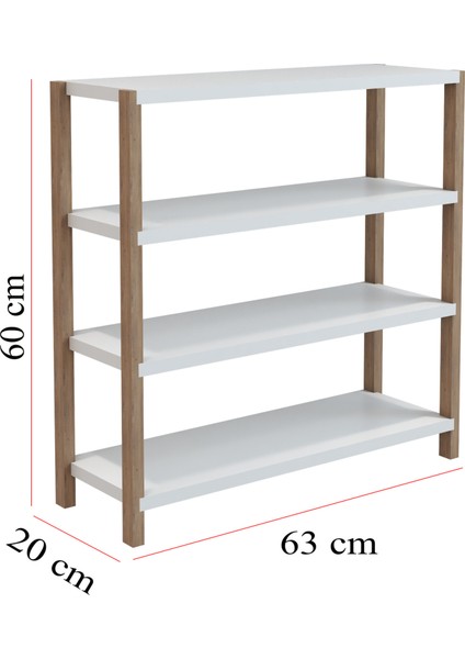 Helsa Beyaz Ahşap 4 Katlı Çiçeklik, Saksılık, Çiçek Standı / Dekoratif Raf / Çok Amaçlı Kullanım