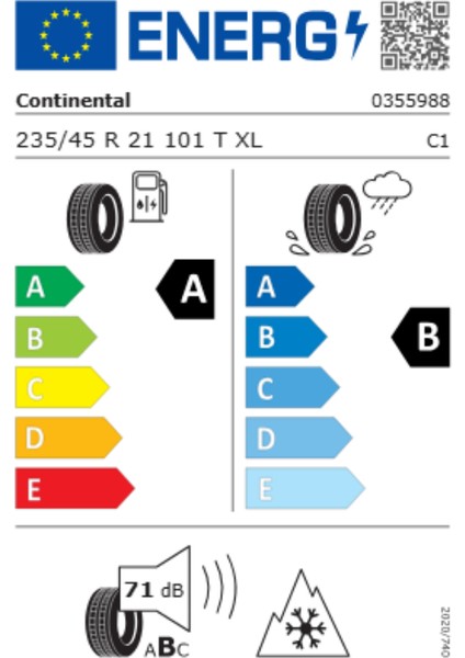 215/45R20 95T Xl Fr Allseasoncontact 2 4 Mevsim Lastiği (Üretim Yılı : 2024)