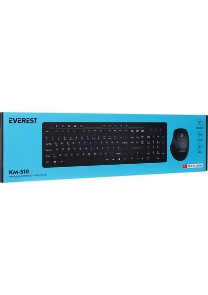 Km-510 Kablosuz Q Multimedia Klavye + Mouse Set Siyah