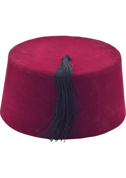 Osmanlı Bordo Erkek Püsküllü Damat Kına Fesi 9,5cm Kısa