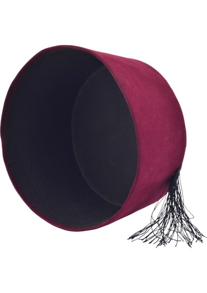 Osmanlı Bordo Erkek Püsküllü Damat Kına Fesi 9,5cm Kısa
