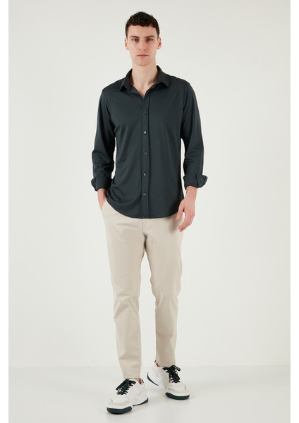 Pamuklu Regular Fit Düz Yaka Gömlek Erkek Gömlek CF25S119628