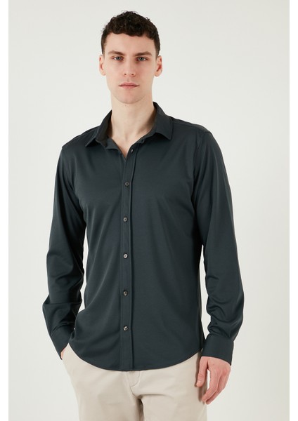 Pamuklu Regular Fit Düz Yaka Gömlek Erkek Gömlek CF25S119628