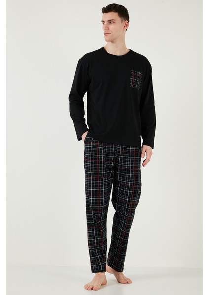 Ekoseli Cepli Beli Lastikli % 100 Pamuk Regular Fit Pijama Takımı Erkek Pijama Takımı 6572001